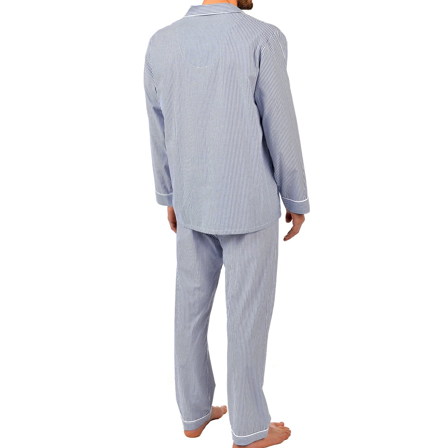 Big And Tall Cotton Long Sleeve Pajama In Navy Stripe - Image 3