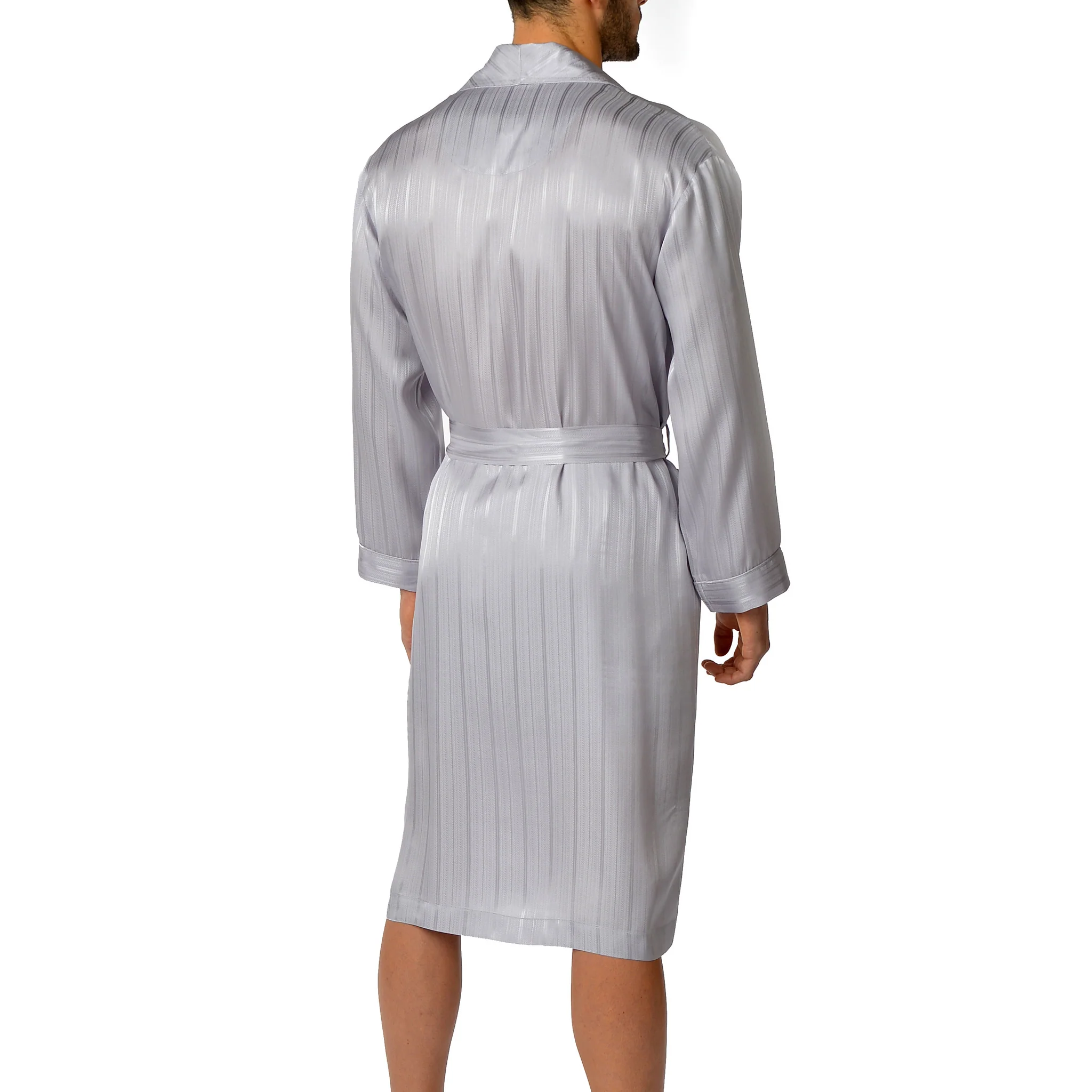 Herringbone Stripe Silk Shawl Robe - Image 2