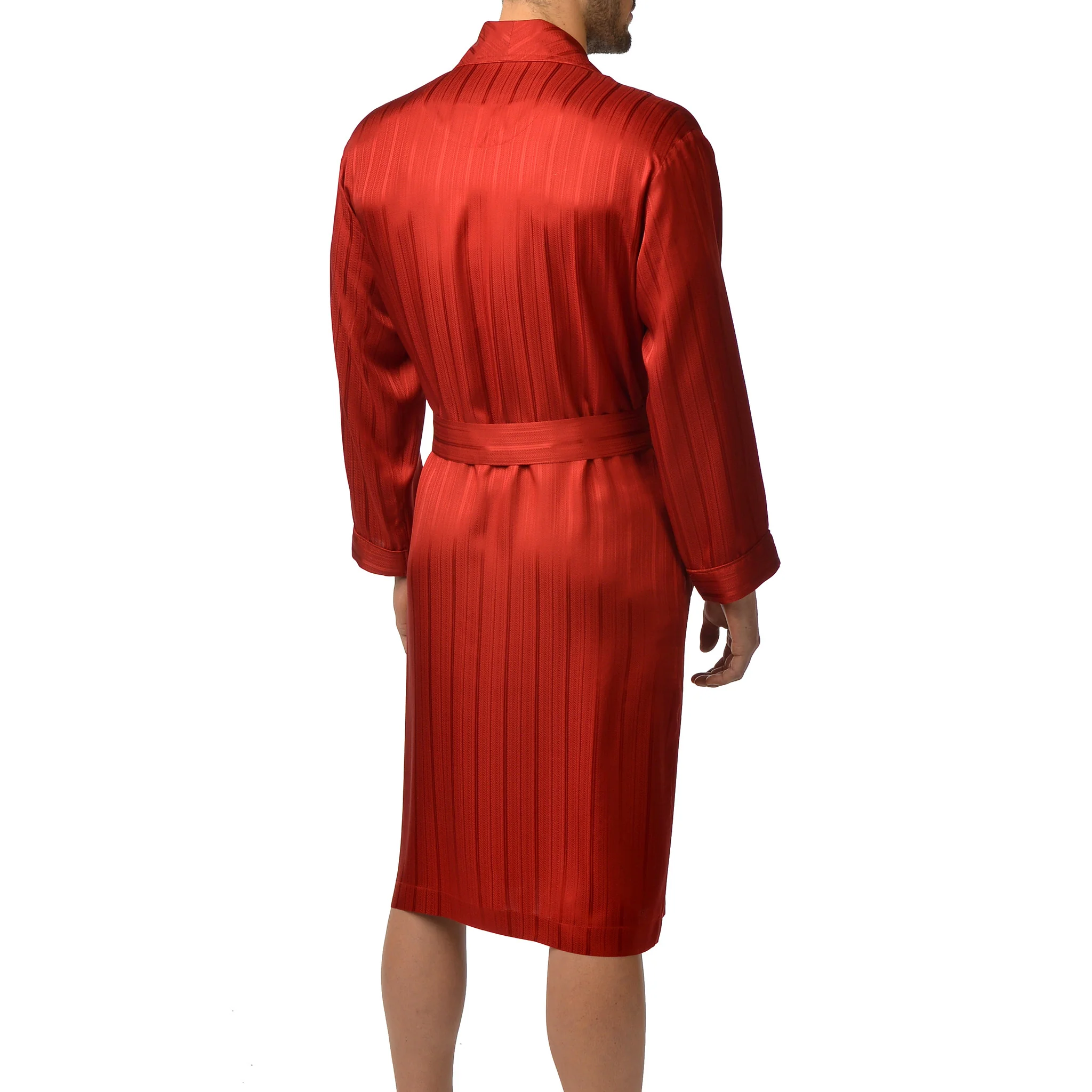 Herringbone Stripe Silk Shawl Robe - Image 4