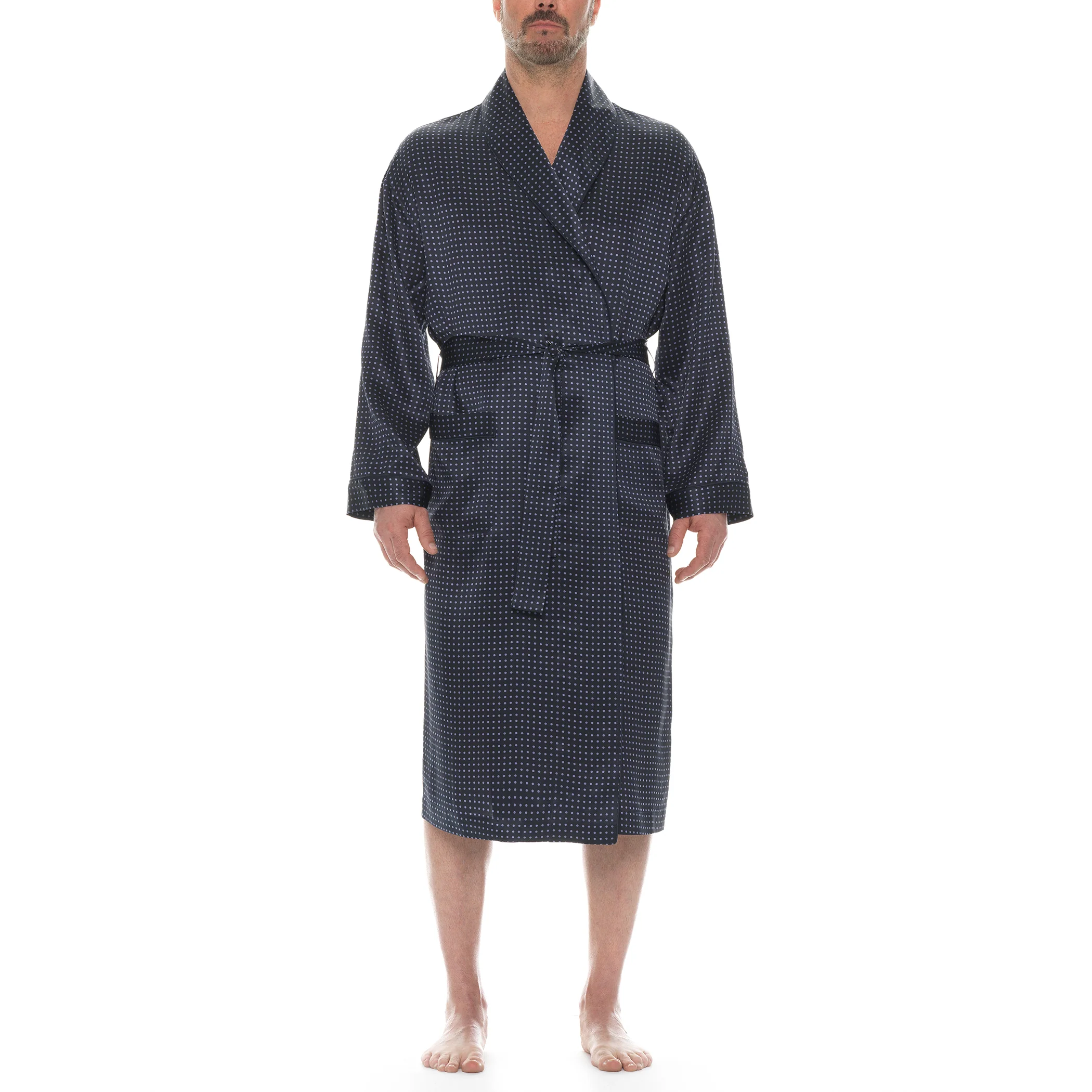 Polka Dot Silk Charmeuse Shawl Robe - Image 3