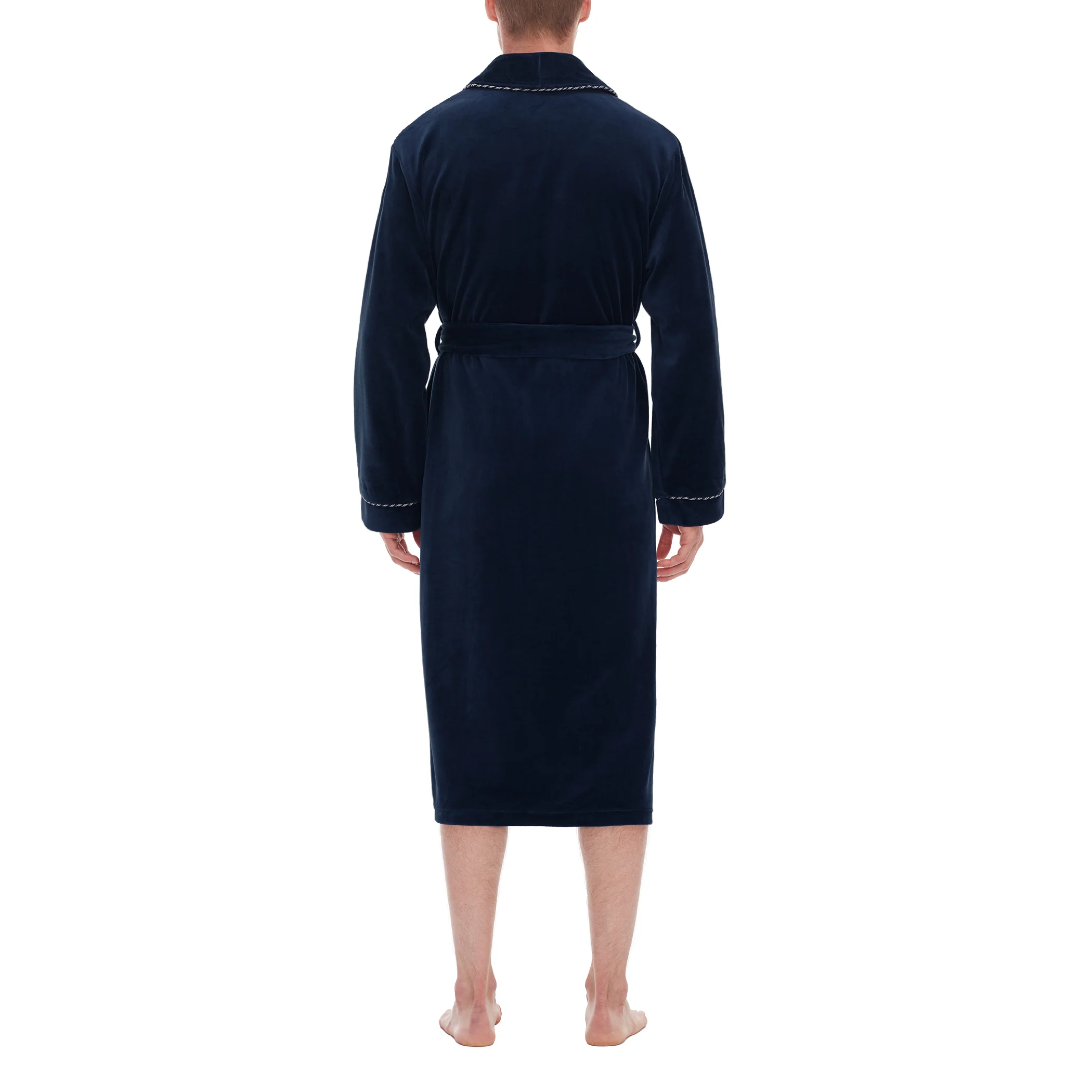 Refinery Velour Shawl Robe With Braid Trim - Image 2
