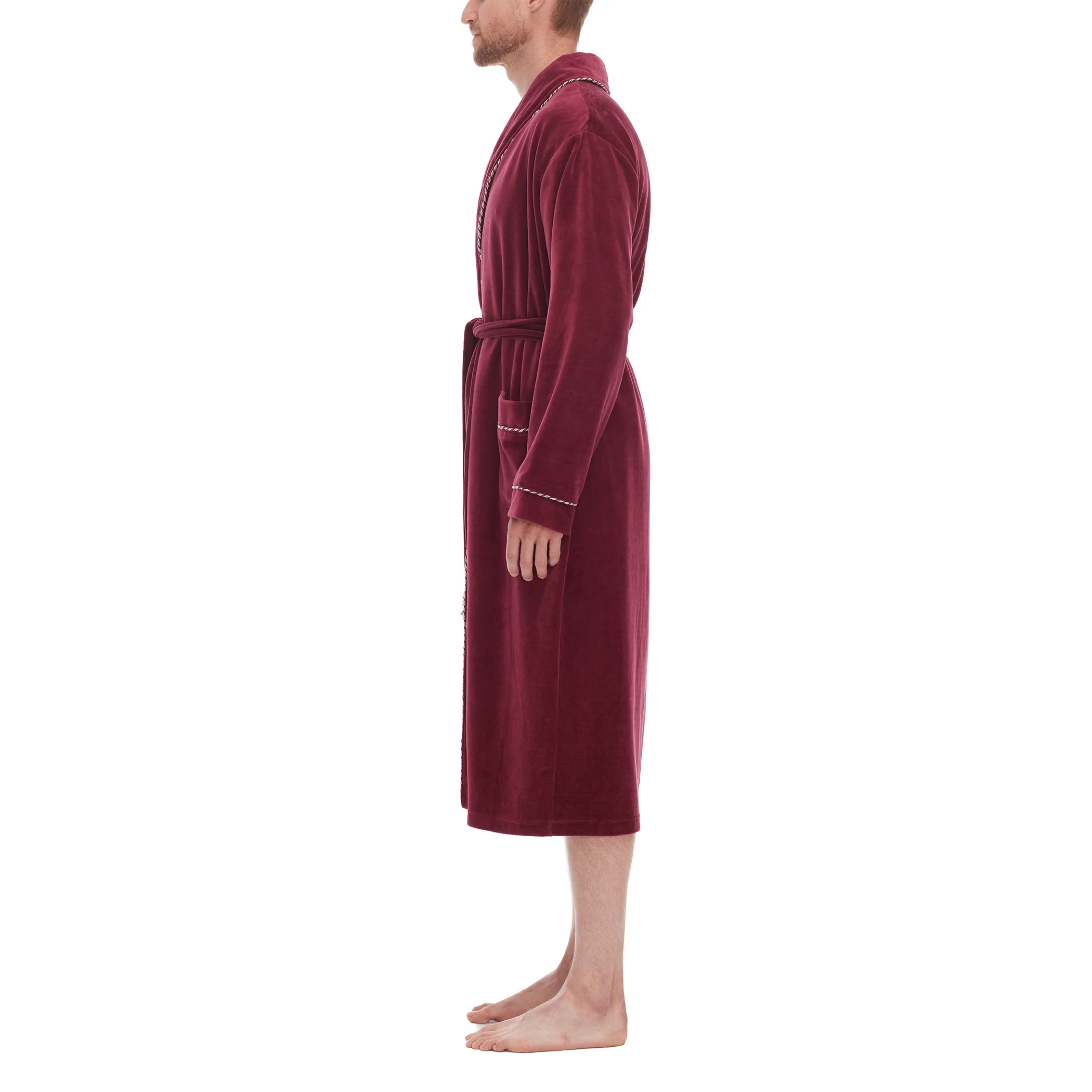Refinery Velour Shawl Robe With Braid Trim - Image 6